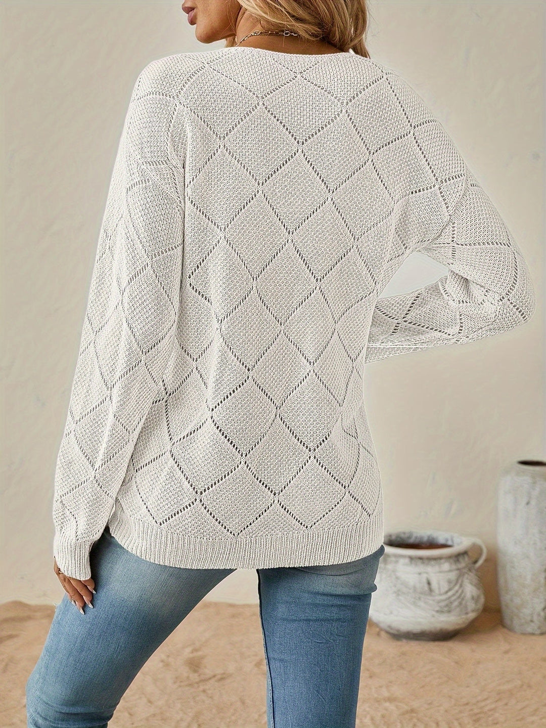 Camryn | Openwork V-Neck Jumper