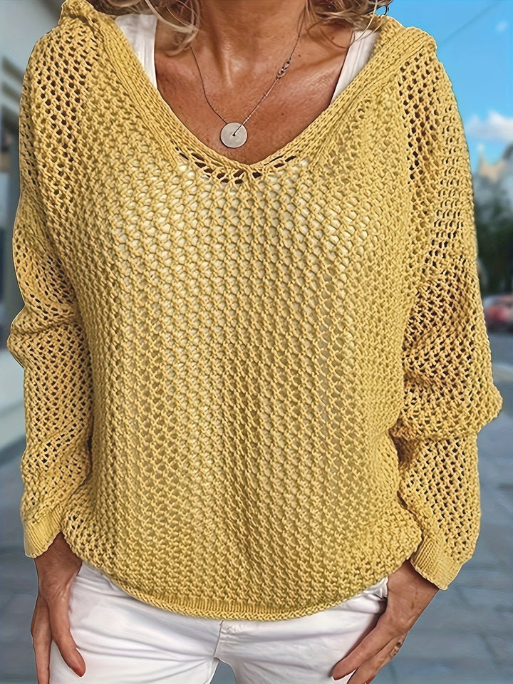 Delaney | Relaxed Open-Knit Hooded Jumper