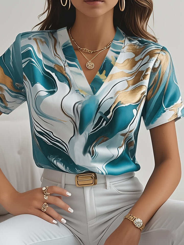 Joanna | Artful Swirl-Print Blouse