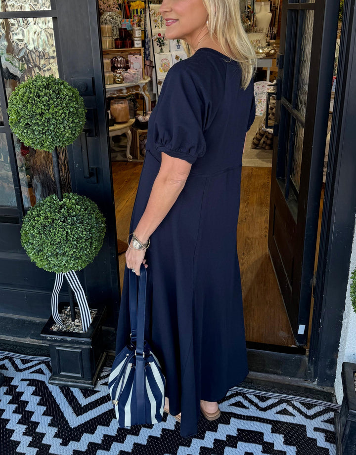 Haisley | Puff Sleeve Round Neck Maxi Dress