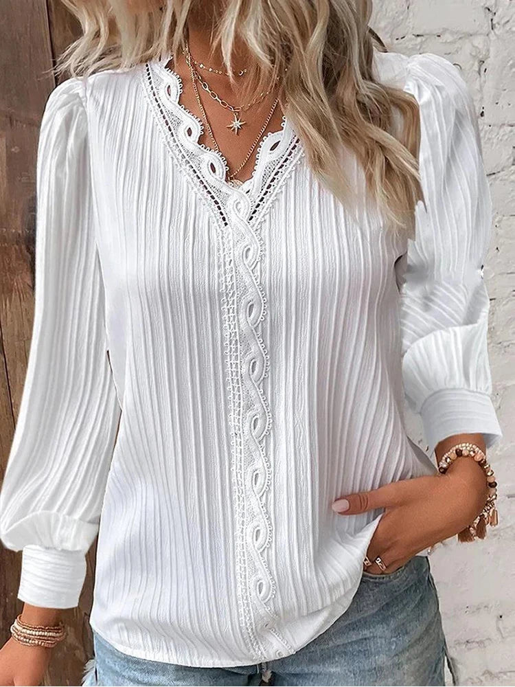 Naomi | Elegant Lace-Trimmed Blouse