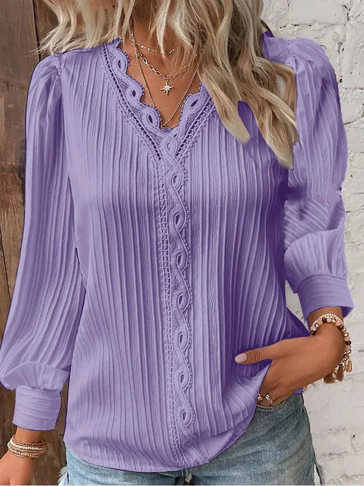 Naomi | Elegant Lace-Trimmed Blouse