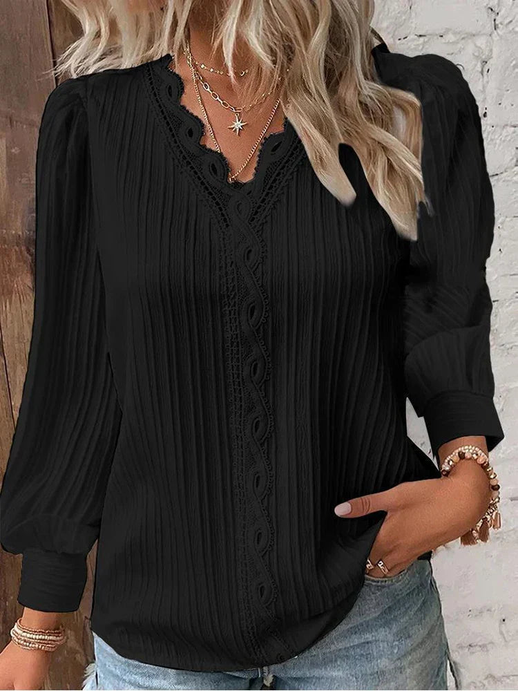 Naomi | Elegant Lace-Trimmed Blouse