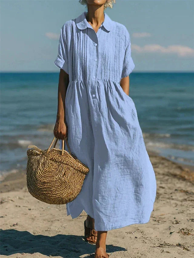 Fionna | Casual Button Mid Sleeve Dress