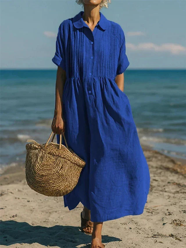 Fionna | Casual Button Mid Sleeve Dress