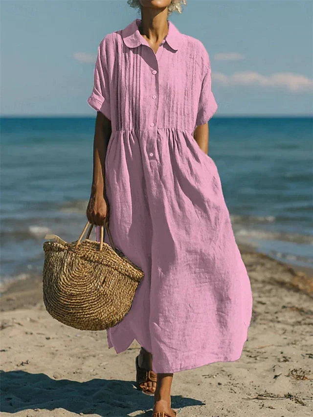 Fionna | Casual Button Mid Sleeve Dress