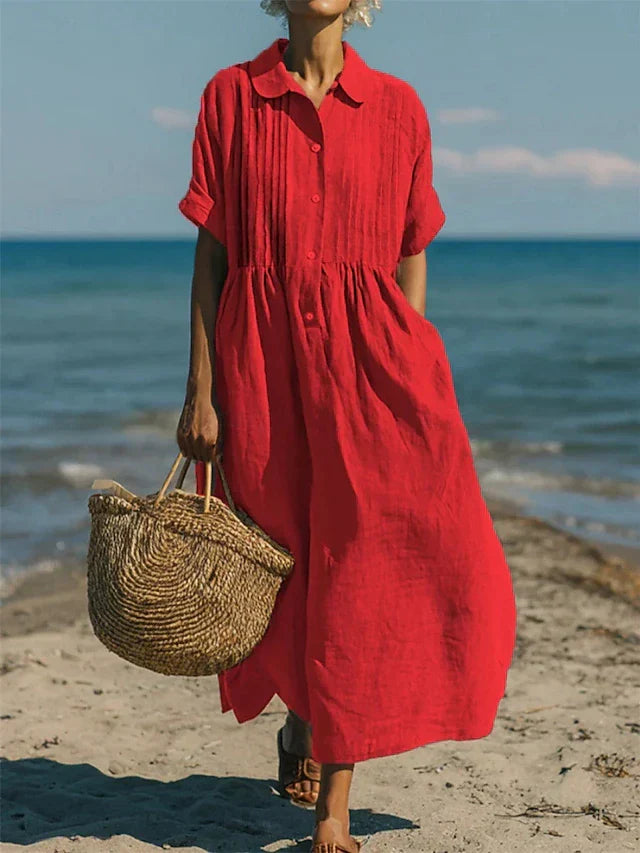 Fionna | Casual Button Mid Sleeve Dress
