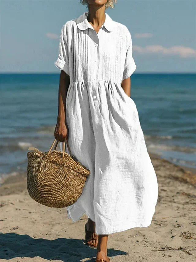 Fionna | Casual Button Mid Sleeve Dress