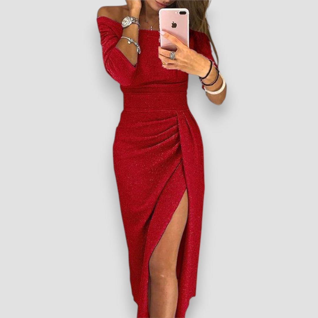 Riley | Sophisticated Flattering Neckline Drape Dress
