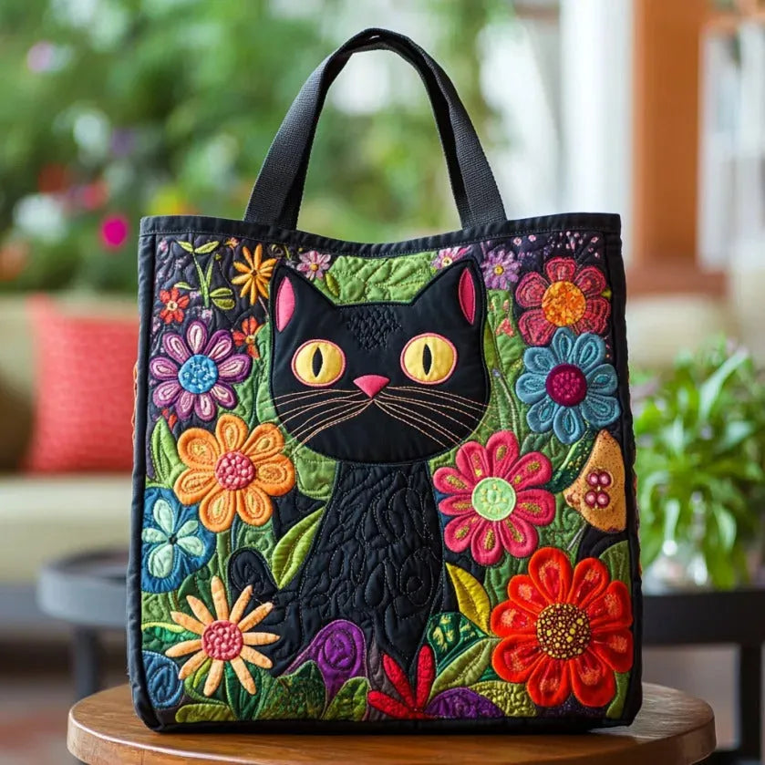 Martha | Stylish Floral Cat Art Tote Bag