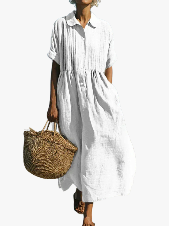 Rosemary | Pleated Collared Maxi Dress