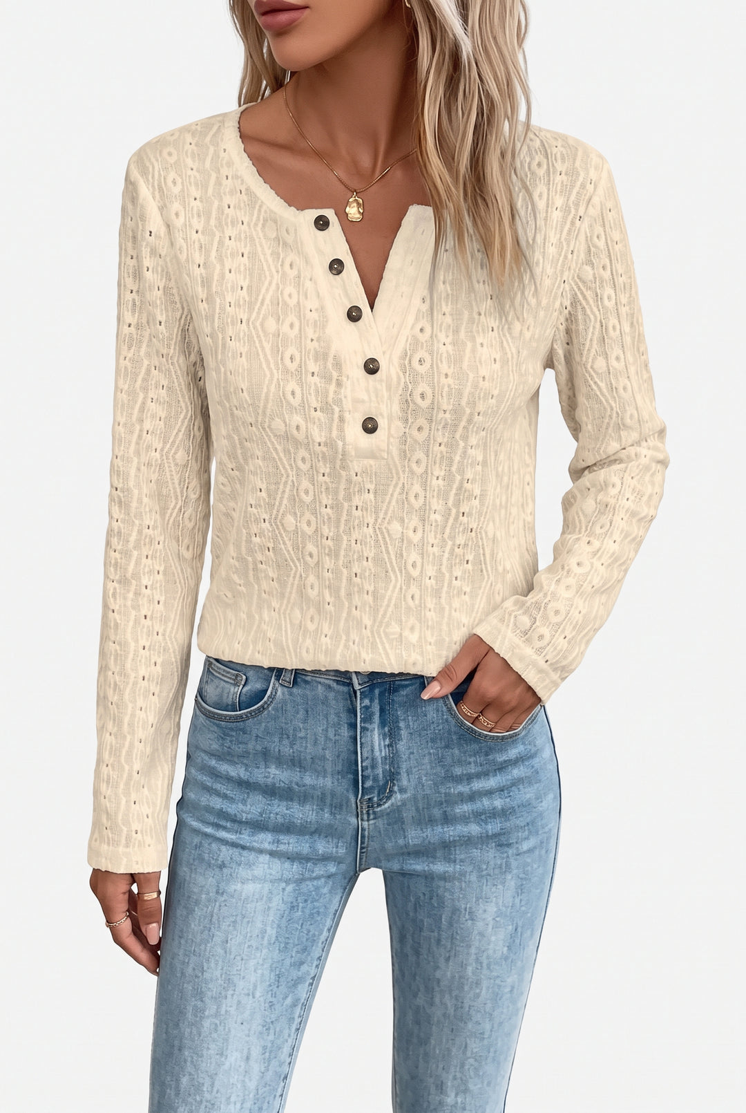 Charlene | Openwork Detail Blouse