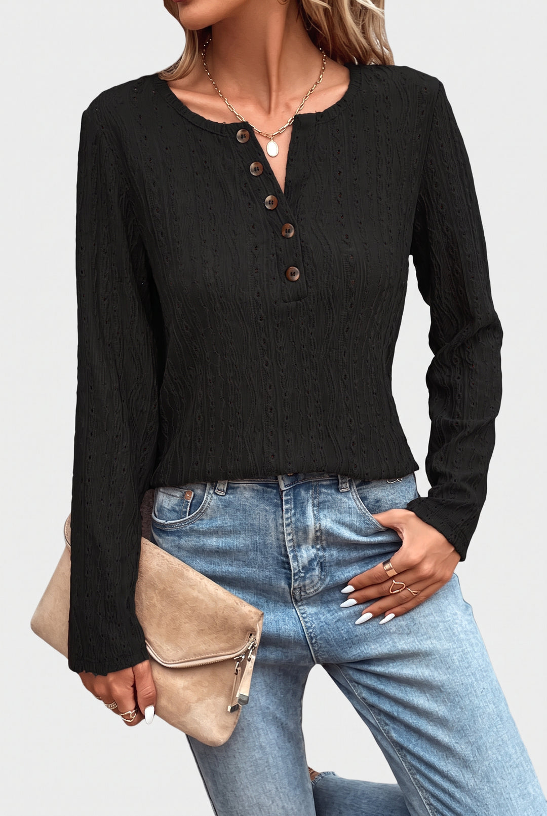 Charlene | Openwork Detail Blouse
