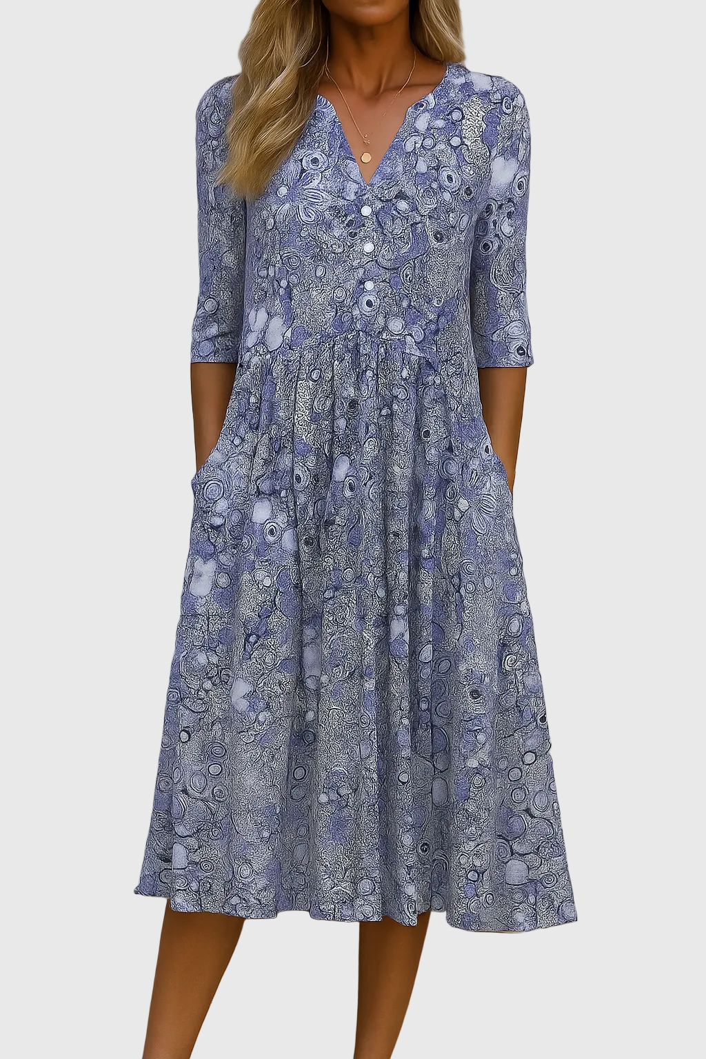 Karlie | Graceful V-Neck Elegance Midi Dress