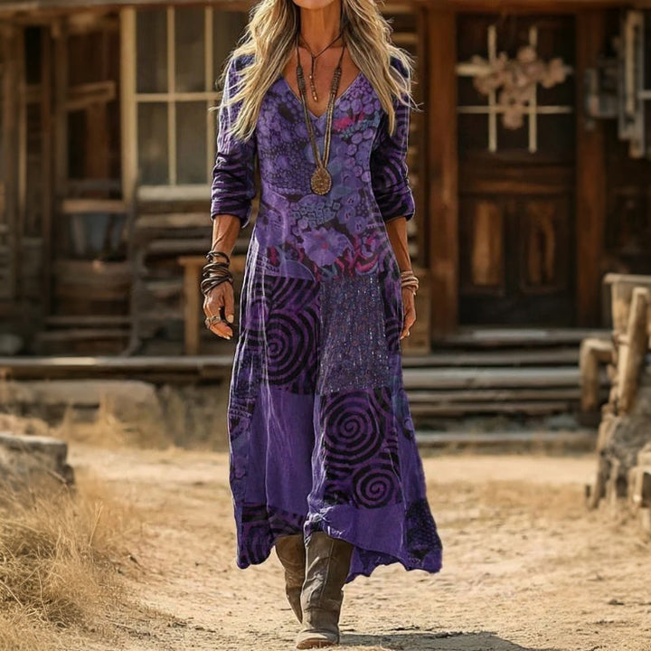 Romy | Vintage Patch Long Sleeve Casual Dress