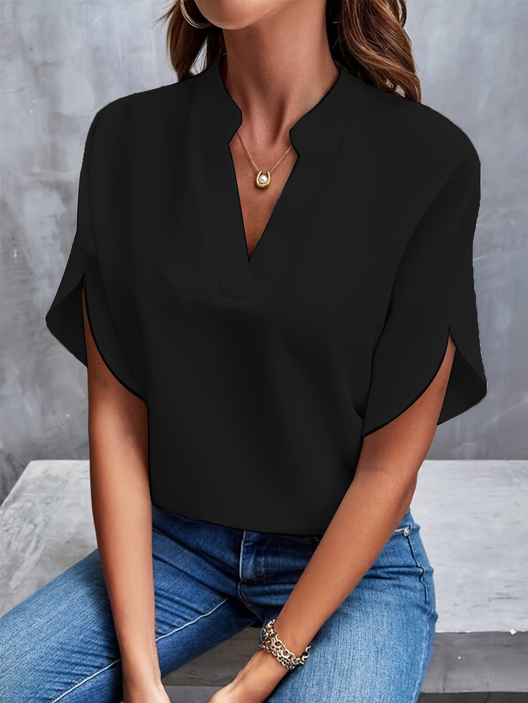 Nicole | Elegant Draped V-Neck Blouse