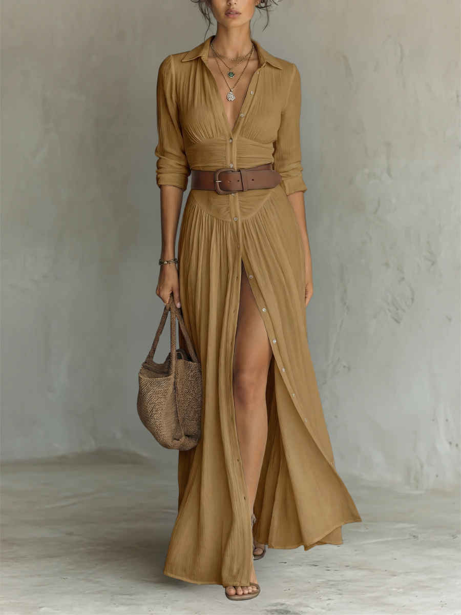 Allysia | Stylish Long Sleeve Collared Dress