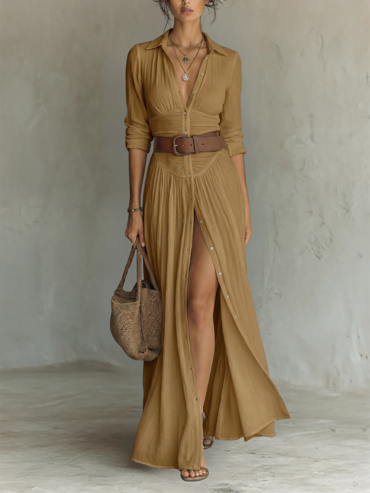 Allysia | Stylish Long Sleeve Collared Dress