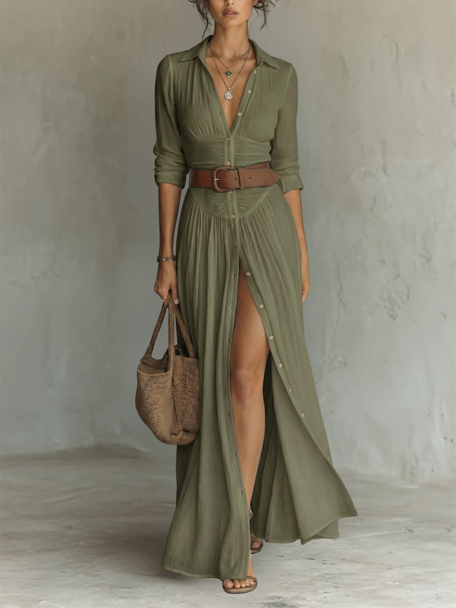 Allysia | Stylish Long Sleeve Collared Dress