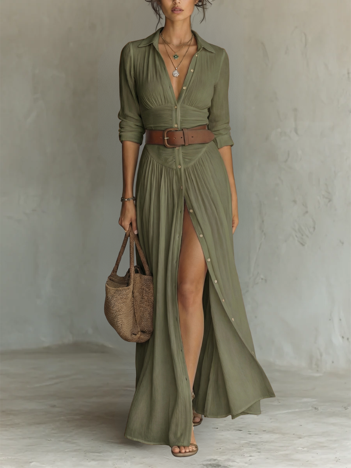Allysia | Stylish Long Sleeve Collared Dress