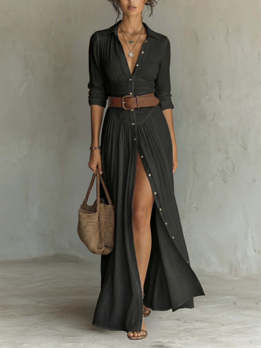 Allysia | Stylish Long Sleeve Collared Dress
