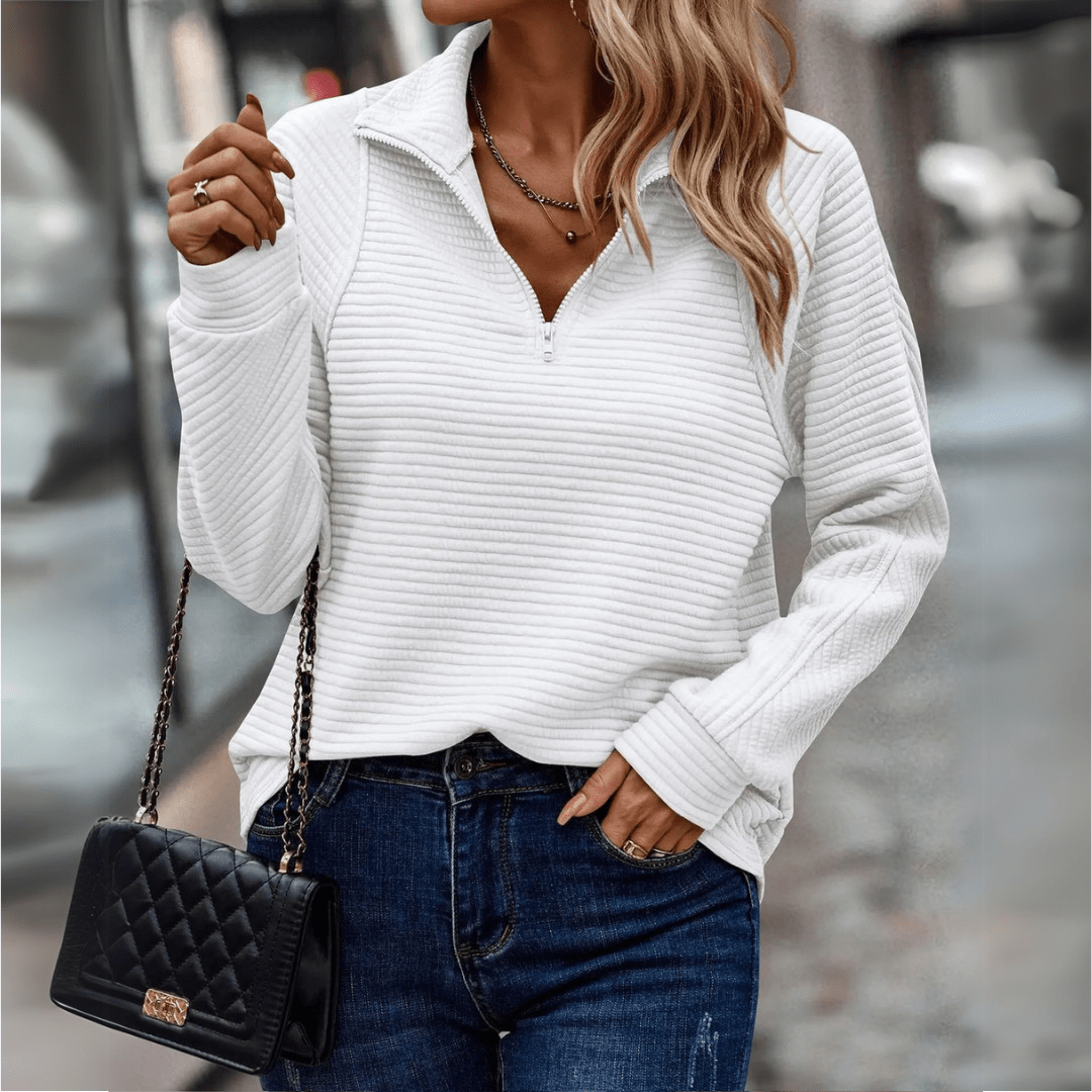 Gillian | Ribbed Half-Zip Pullover