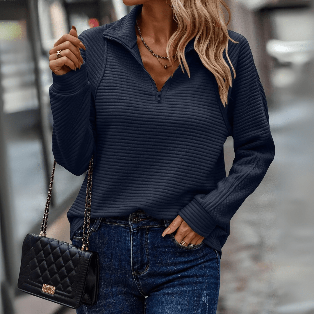 Gillian | Ribbed Half-Zip Pullover