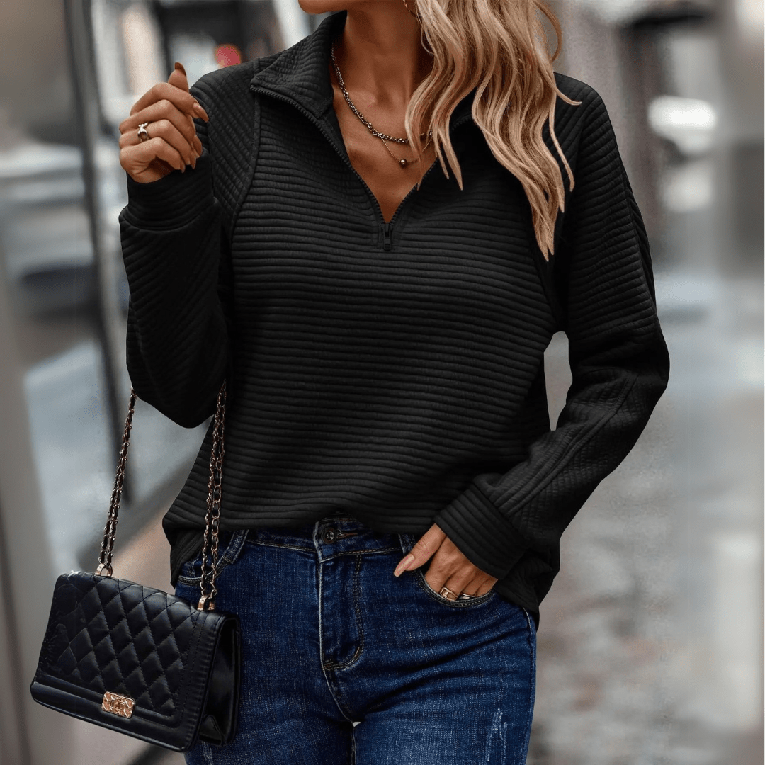 Gillian | Ribbed Half-Zip Pullover