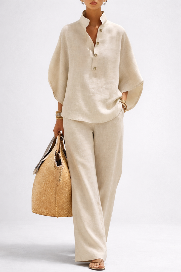 Vienna | Elegant Wide Leg and Collar 2 Piece Set