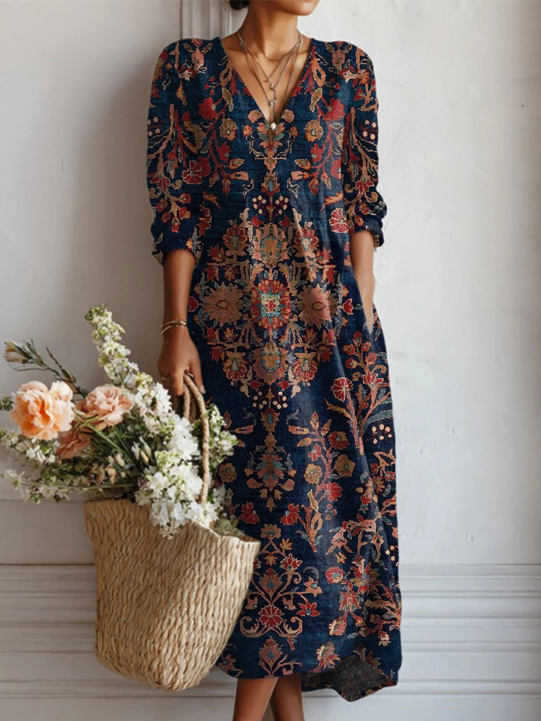 Alessia | Everyday Retro Floral Long Sleeve Dress