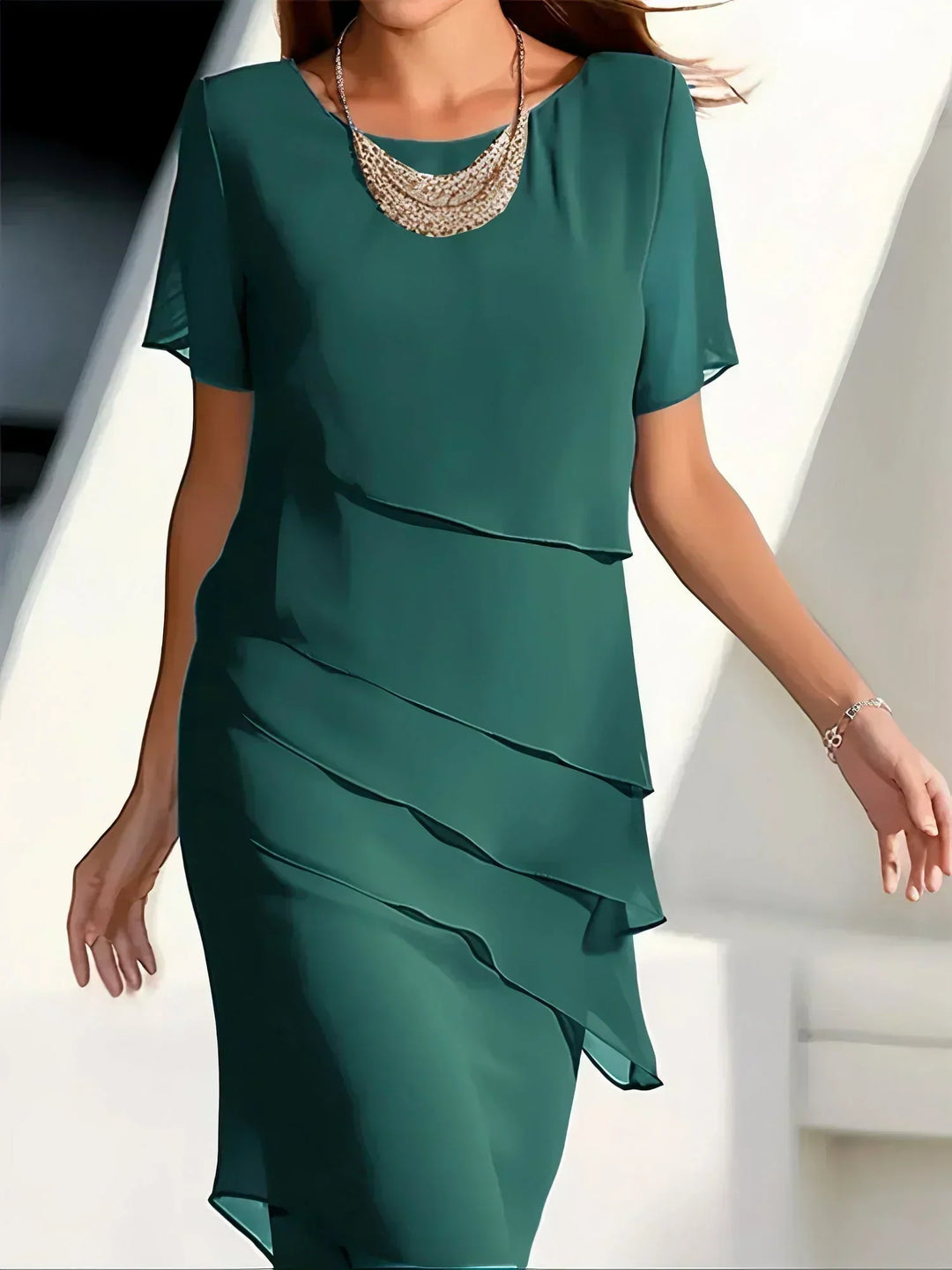 Alexandra | Elegant Flowy Short Sleeve Dress