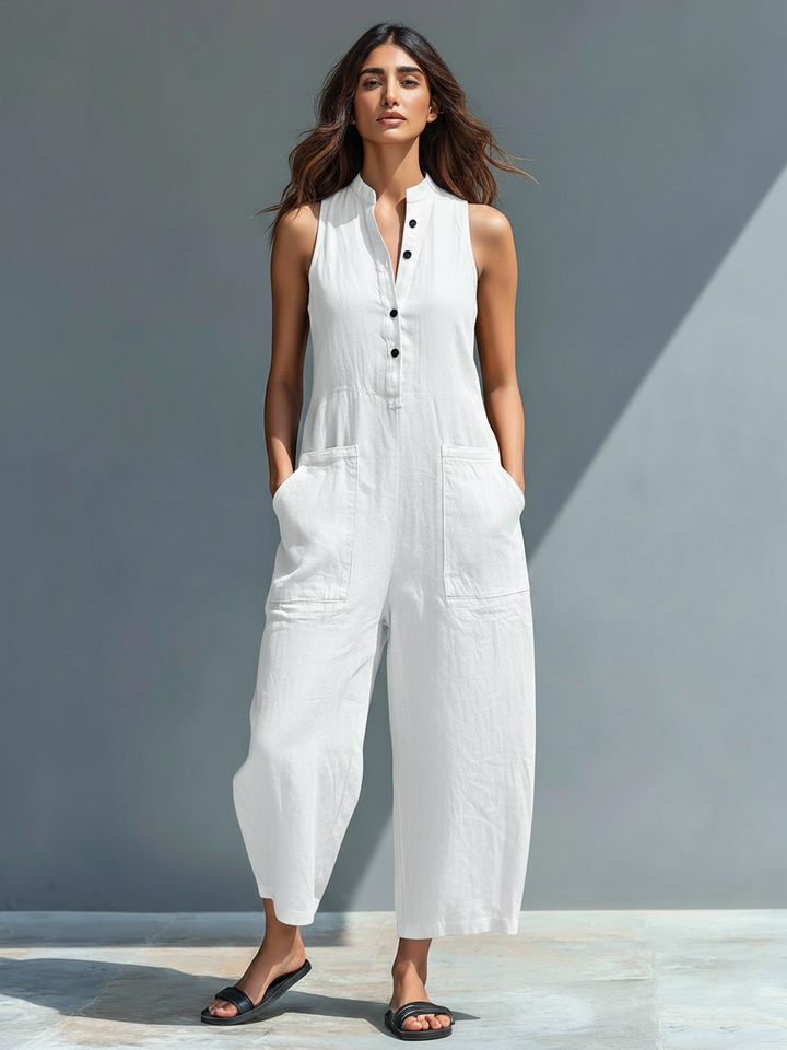 Debra | Elegant Sleeveless Plain Jumpsuit