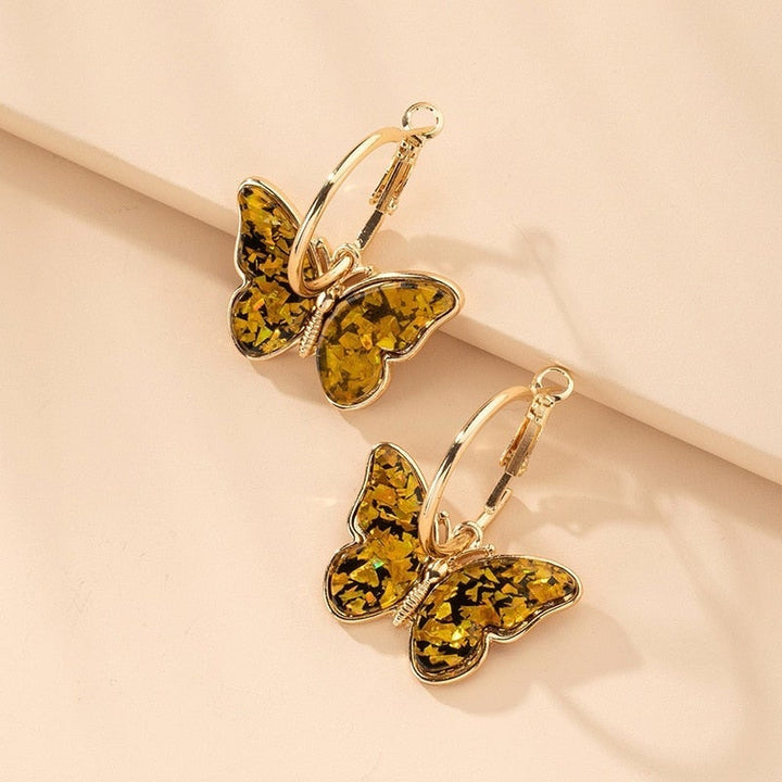 Tricia | Stylish Multicolour Butterfly Hoop Earrings