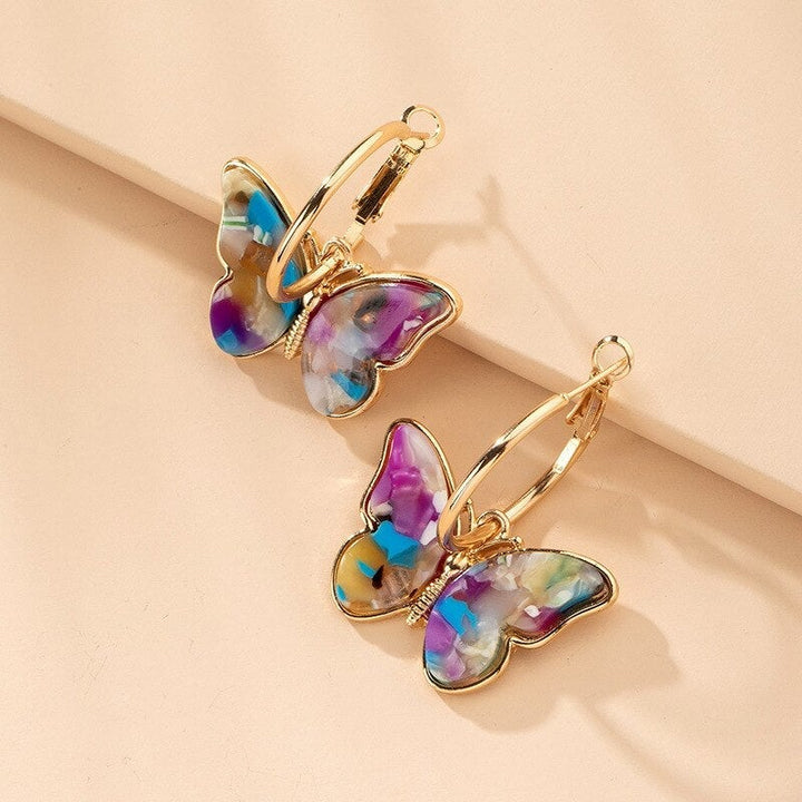 Tricia | Stylish Multicolour Butterfly Hoop Earrings
