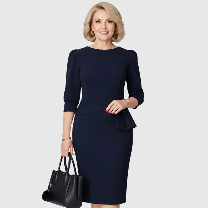 Adele | Sculpted Peplum Midi Dress