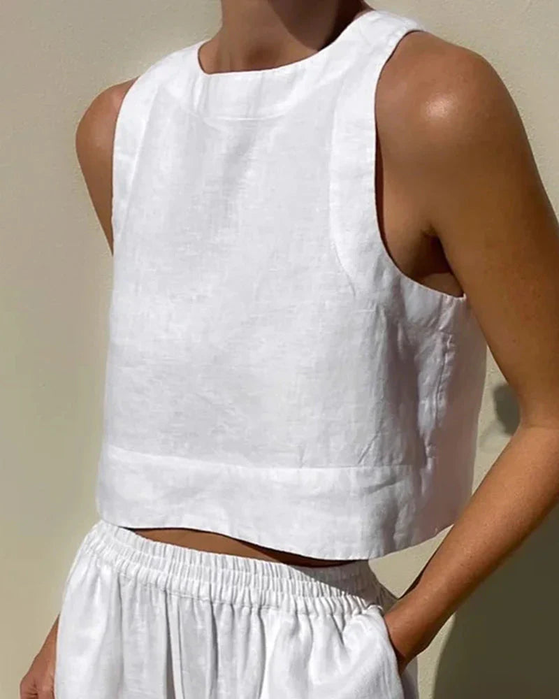 Karina | Casual Sleeveless Capri Trousers Set