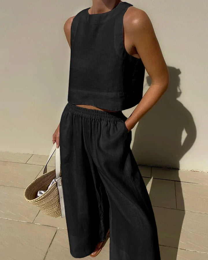 Karina | Casual Sleeveless Capri Trousers Set
