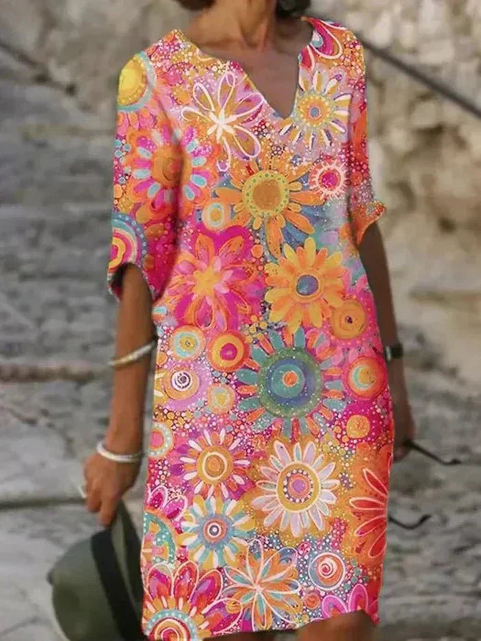 Harper | Elegant Vibrant Floral Midi Dress