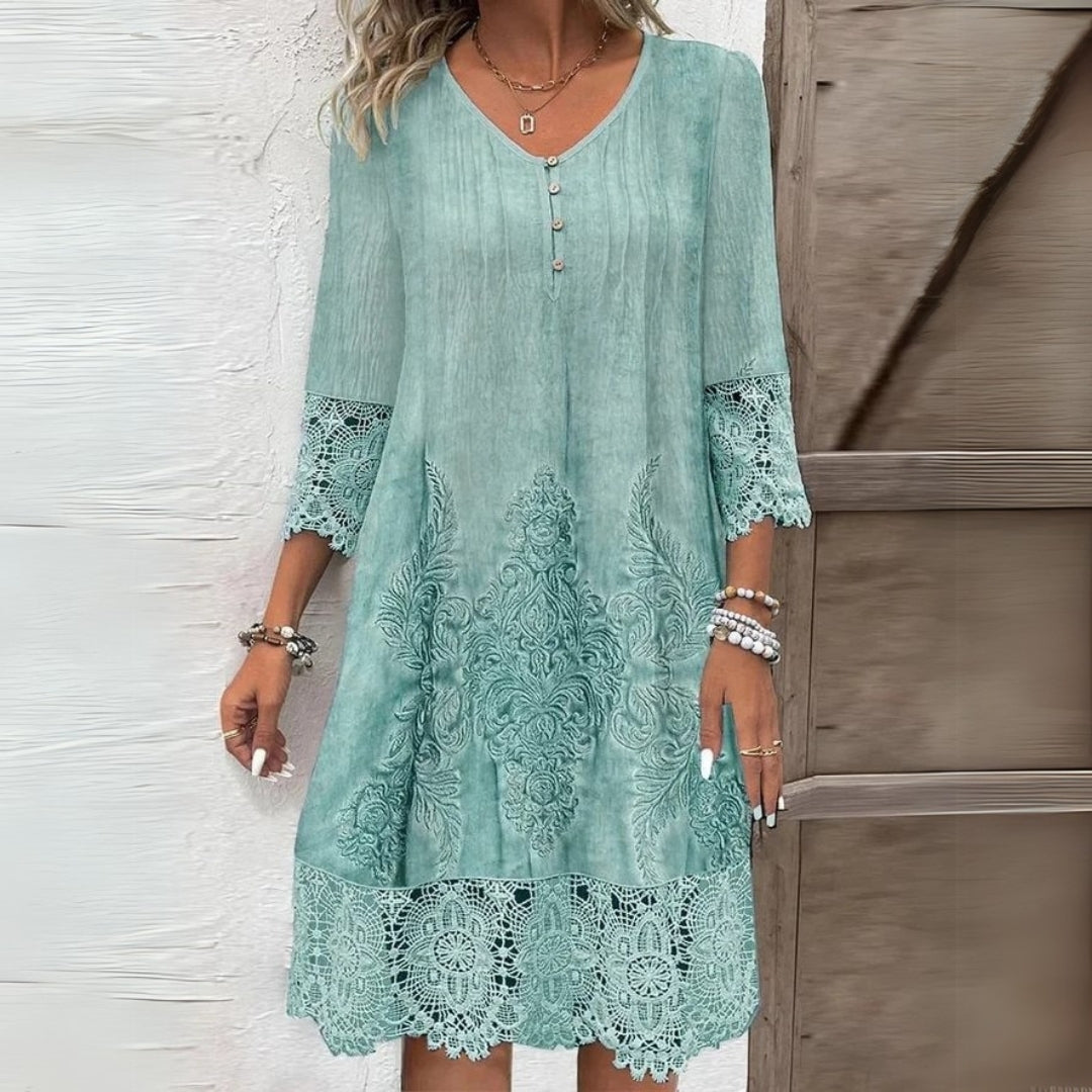 Marianne | Lace-Trim Midi Dress
