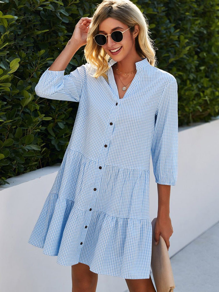 Alexa | Elegant Mid Sleeve Button Dress