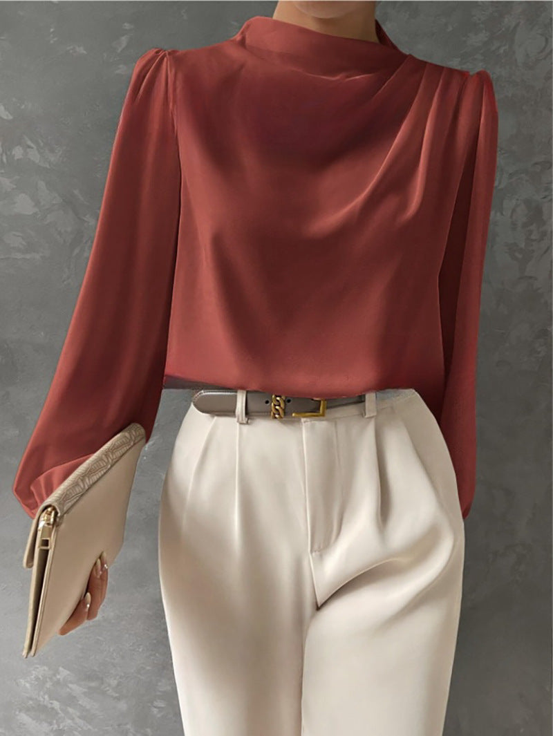 Maureen | Elegant Draped Long-Sleeve Blouse