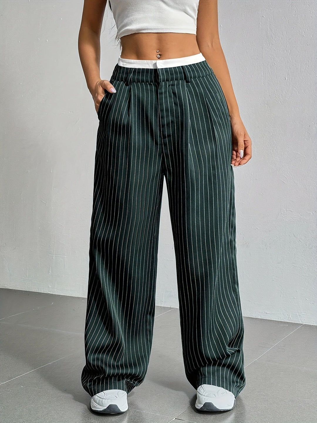 Grace | Casual Striped Wide Trousers