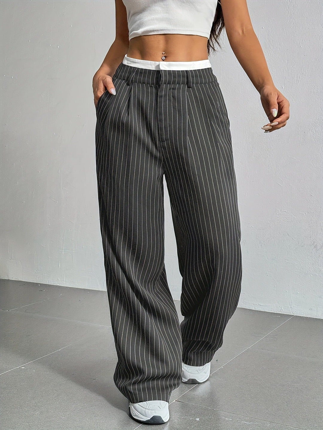 Grace | Casual Striped Wide Trousers