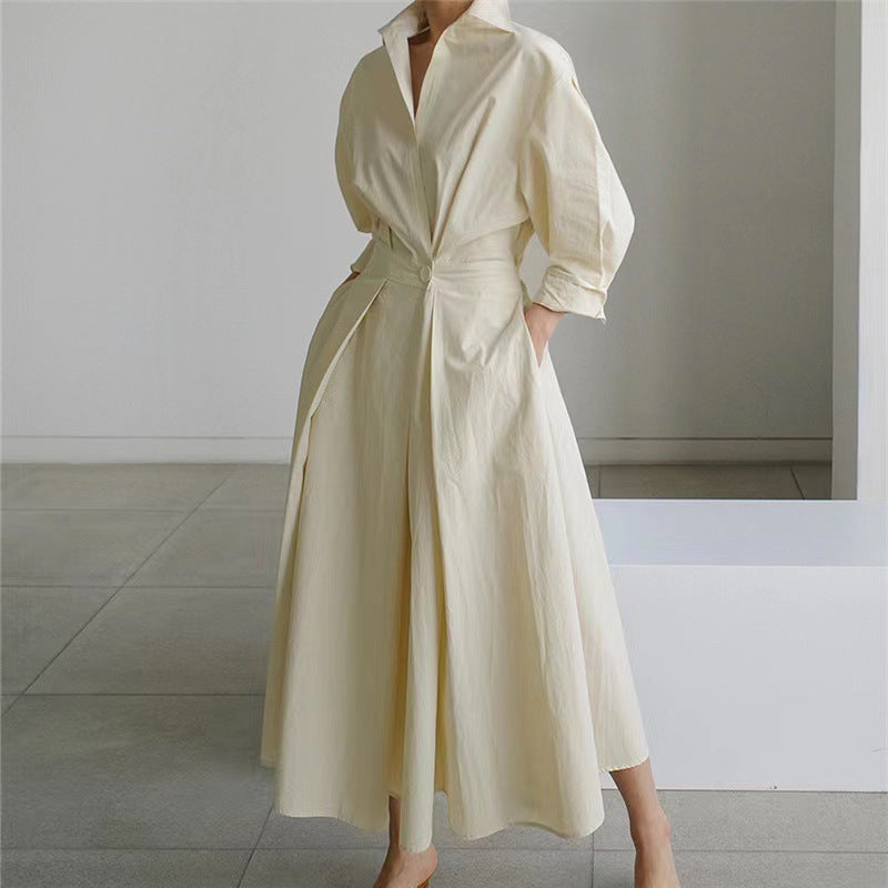 Alora | Elegant Front Wrap Collared Maxi Dress