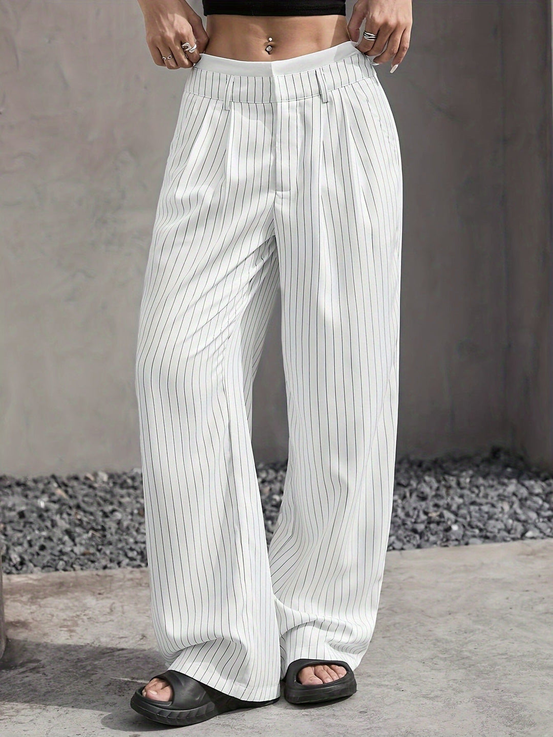 Grace | Casual Striped Wide Trousers