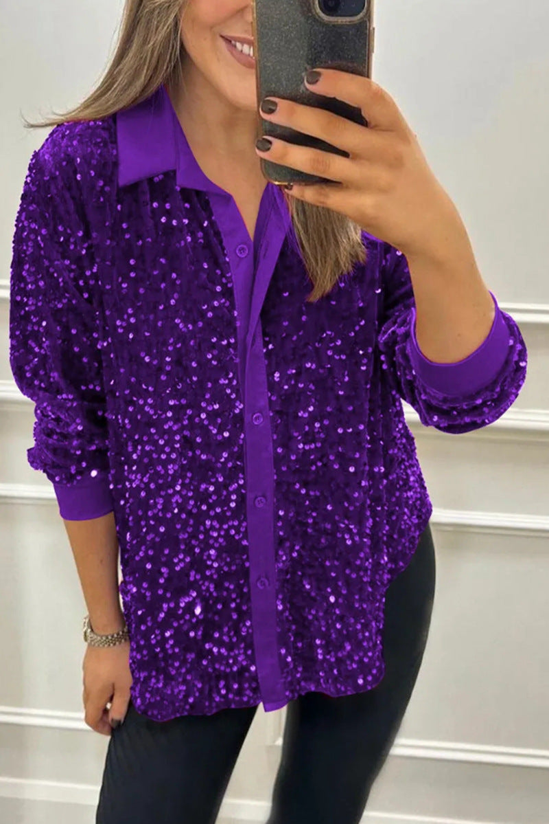 Claudine | Elegant Shimmer Collared Shirt