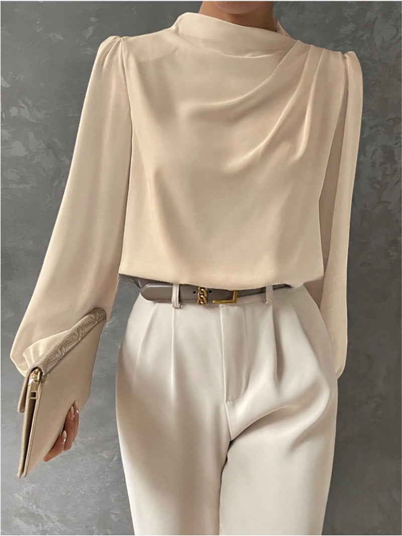 Maureen | Elegant Draped Long-Sleeve Blouse