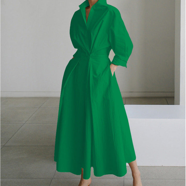 Alora | Elegant Front Wrap Collared Maxi Dress