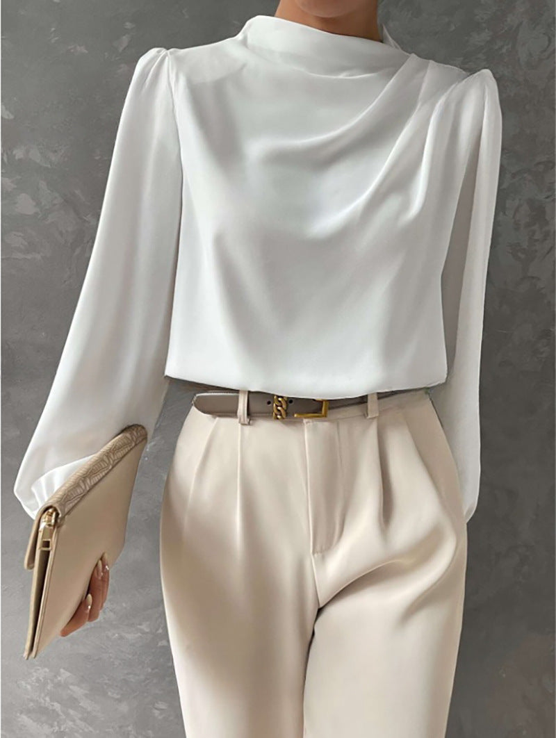 Maureen | Elegant Draped Long-Sleeve Blouse