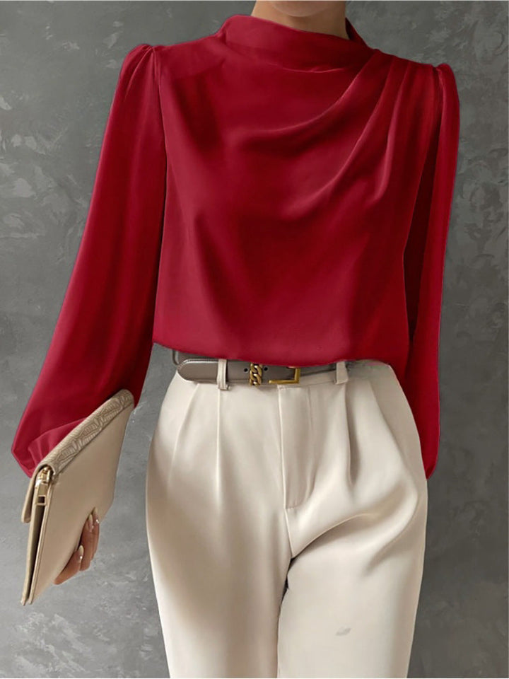 Maureen | Elegant Draped Long-Sleeve Blouse
